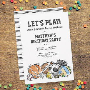 Convite de aniversário atlético das bolas dos