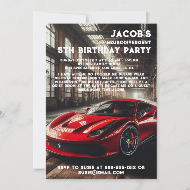Convite de aniversário Autista Neurodivergente (Frente)