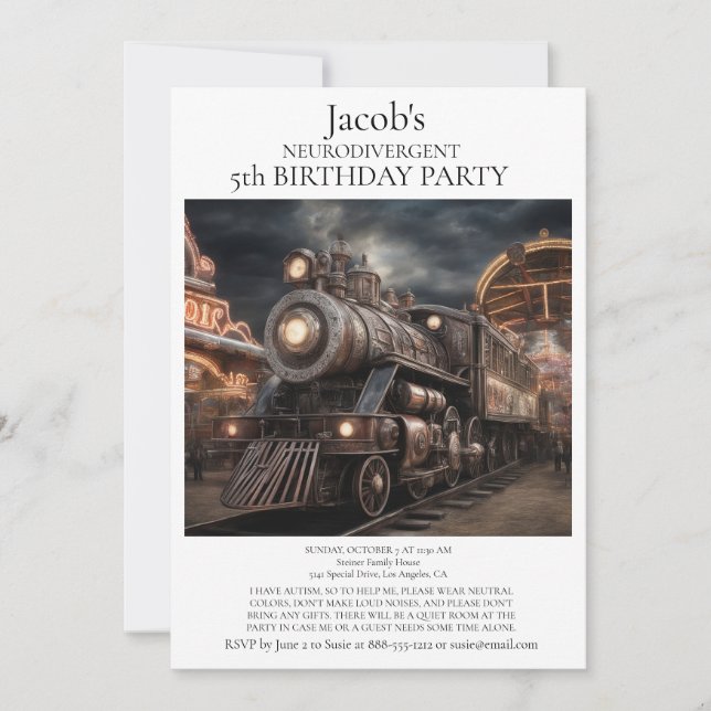 Convite de aniversário Autista Neurodivergente (Frente)