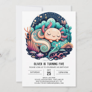 Convite de Aniversário Axolotl