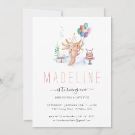 Convite de aniversário Axolotl de Cód. Watercolor