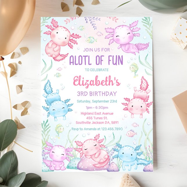 Convite de Aniversário Axolotl MUITO DIVERIDO (Criador carregado)