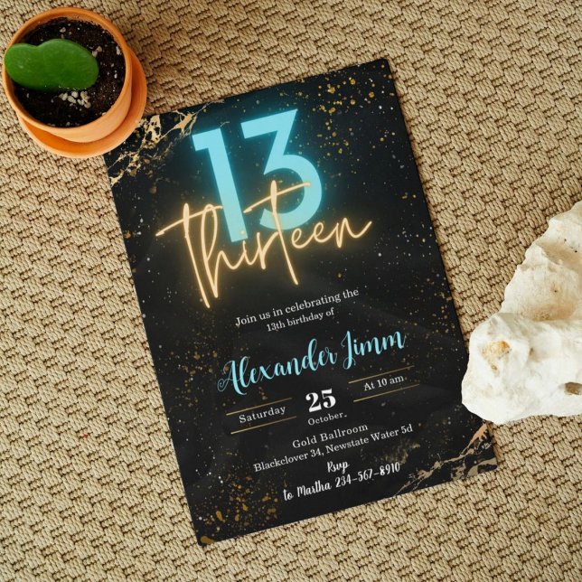 Convite de aniversário Azul 31 editável (Criador carregado)