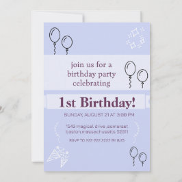 Convite de aniversário azul cartão