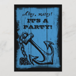 Convite de aniversário Azul de Âncora