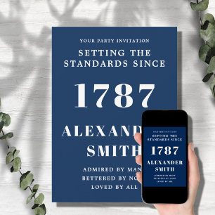 Convite De Aniversário Azul E Branco