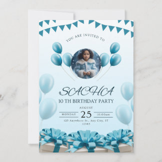 Convite de Aniversário Azul Elegante | Design mode