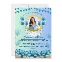 Convite de aniversário azul Elegante - Personalizá