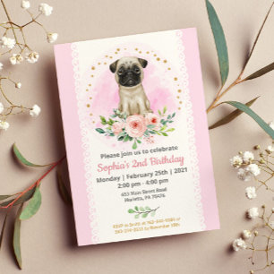 Convite de aniversário Baby Pug
