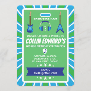 Convite de aniversário Backstage Pass