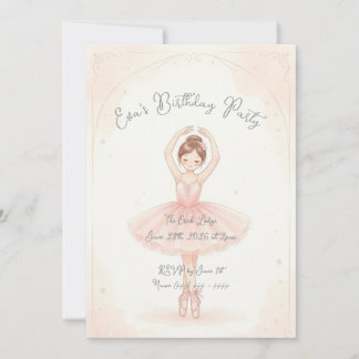 Convite de Aniversário Bailarina Rosa