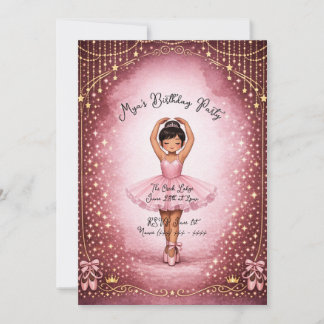 Convite de Aniversário Bailarina Rosa