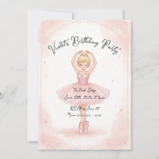 Convite de Aniversário Bailarina Rosa