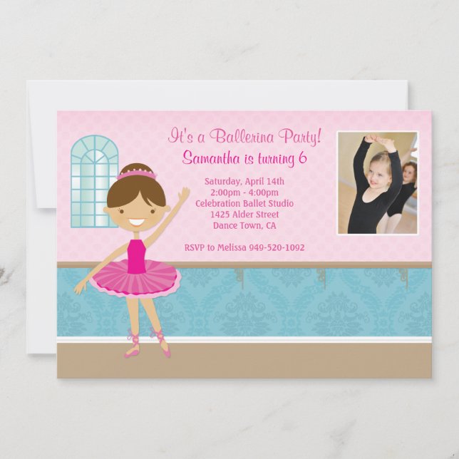 Convite de aniversário Ballerina (Frente)