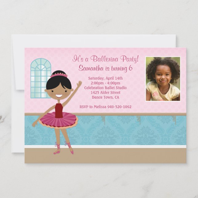 Convite de aniversário Ballerina (Frente)