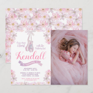 Convite de aniversário Ballerina com foto
