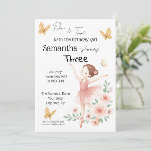 Convite de aniversário Ballerina - Festa de Balé R