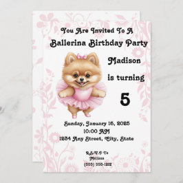 Convite de aniversário Ballerina personalizável 5