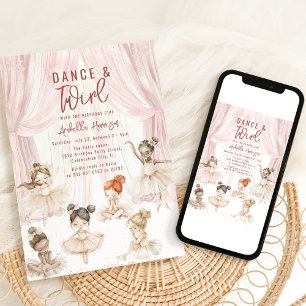 Convite de Aniversário Ballet Infantil Aquarela