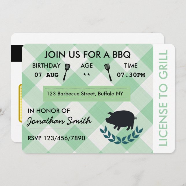 Convite de aniversário Barbecue de CHURRASCO Diver (Frente/Verso)