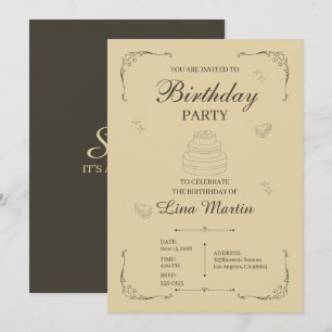 Convite de Aniversário Bege Neutro