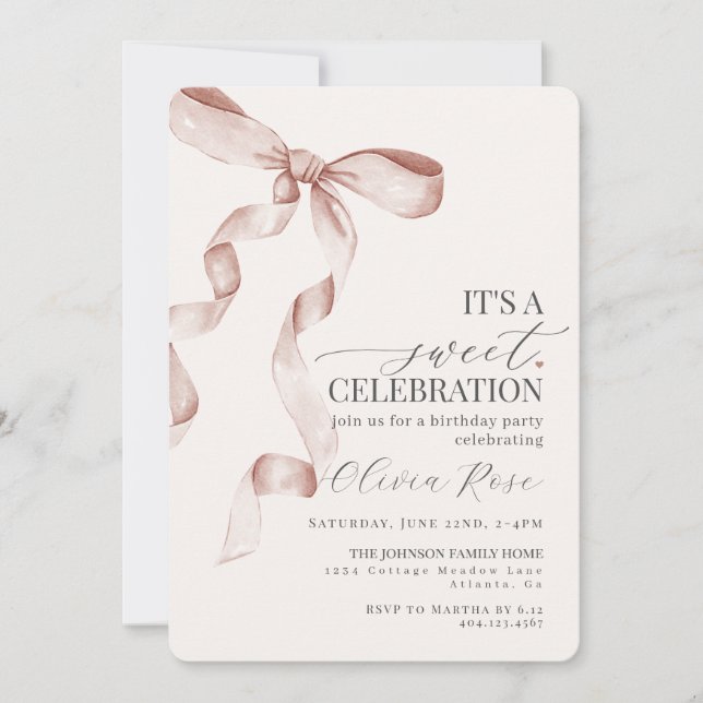 Convite de aniversário Beige Coquette Girl (Frente)