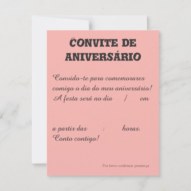 Convite de aniversário Benfica (Verso)