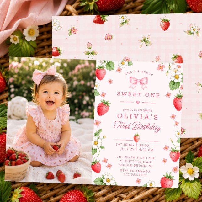 Convite de Aniversário Berry Sweet One (Criador carregado)