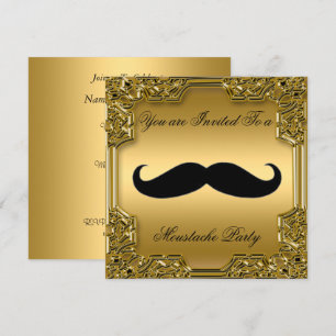 Convite de Aniversário Bigode Dourado