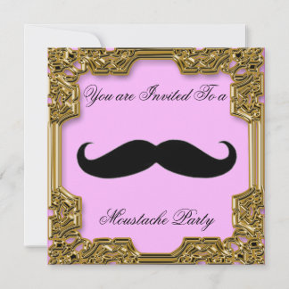 Convite de Aniversário Bigode Rosa