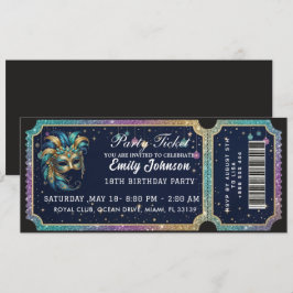 Convite de Aniversário Bilhete de Festa Dourado