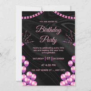 Convite de Aniversário Black Pink Glam