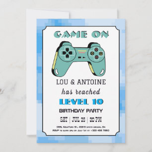 Convite de Aniversário Blue Gamer