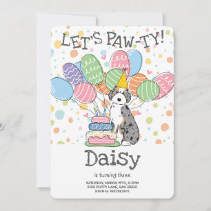 Convite de aniversário Blue Merle Aussiedoodle