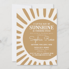 Convite de aniversário boho com sol brilhante