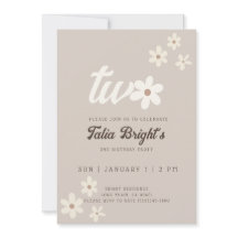 Convite de Aniversário Boho Daisy Natural