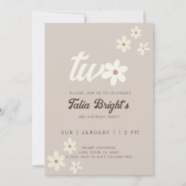 Convite de Aniversário Boho Daisy Natural