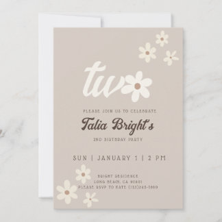 Convite de Aniversário Boho Daisy Natural