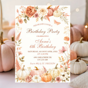 Convite de Aniversário Boho Fall Pumpkin