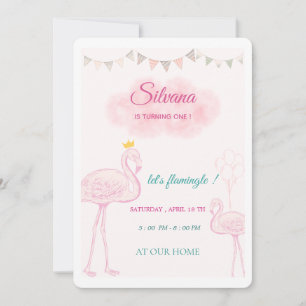 Convite de Aniversário Boho Flamingo, Príncipe Cap