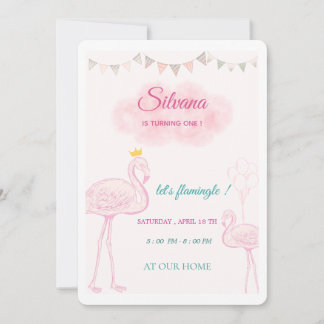 Convite de Aniversário Boho Flamingo, Príncipe Cap