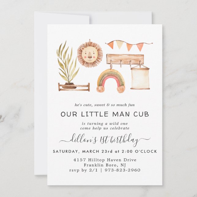 Convite de Aniversário | Boho Nursery (Frente)