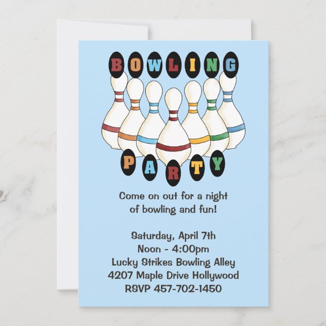 Convite de aniversário Boliche (Frente)