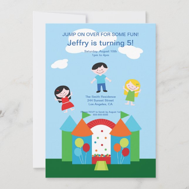 Convite de aniversário bonito da casa do salto (Frente)