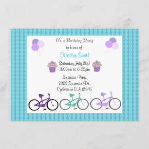 Convite de aniversário bonito das bicicletas