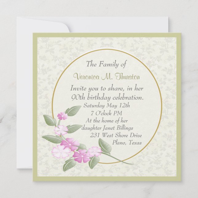 Convite de aniversário bonito das senhoras (Frente)