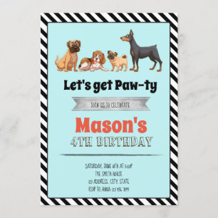 Convite de aniversário bonito do cão