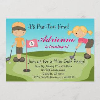 Convite de aniversário bonito do golfe da menina
