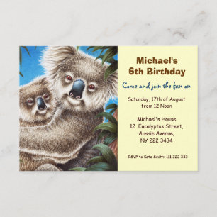 Convite de aniversário bonito do Koala