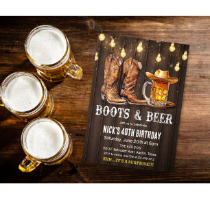 CONVITE DE ANIVERSÁRIO - Botas e Cerveja para Qual